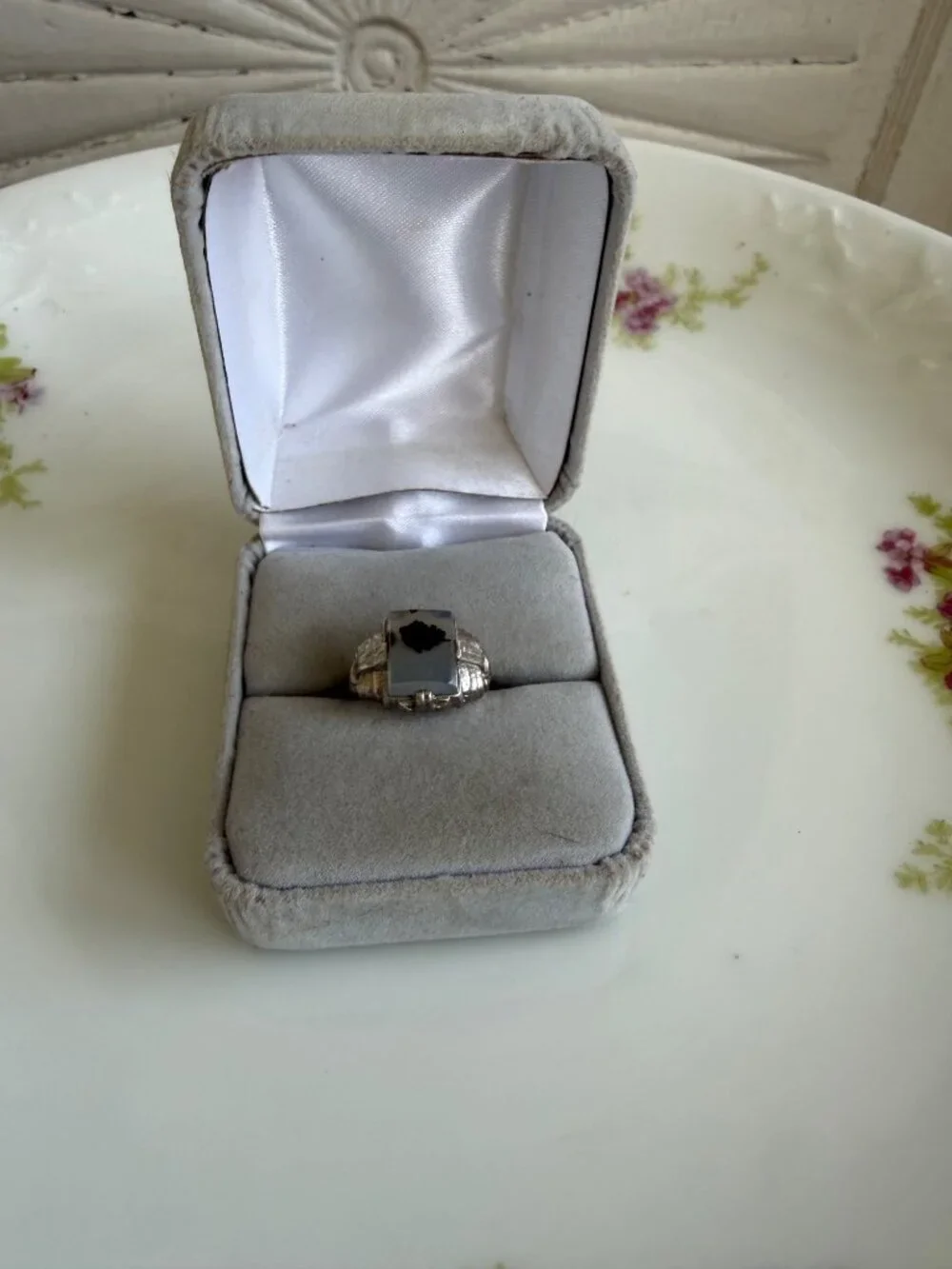 Vintage 60s Uncus Sterling Silver Moss Picture Agate Size 4